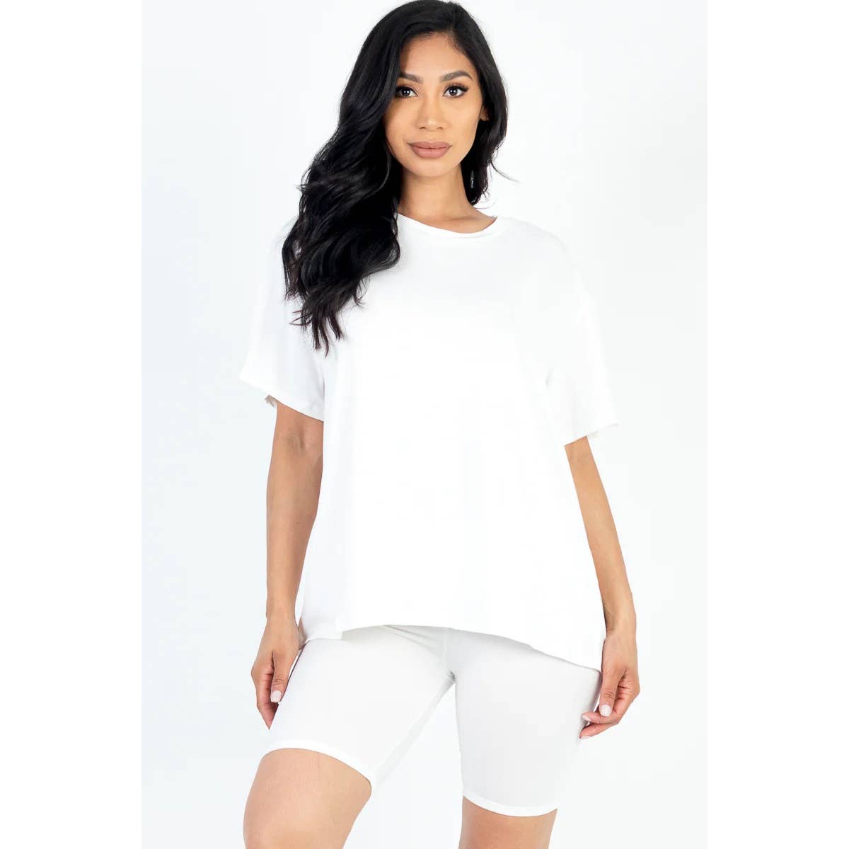 TWO PIECE TOP BIKER SHORTS SET: COFFEE / S-M-L(2-2-2)