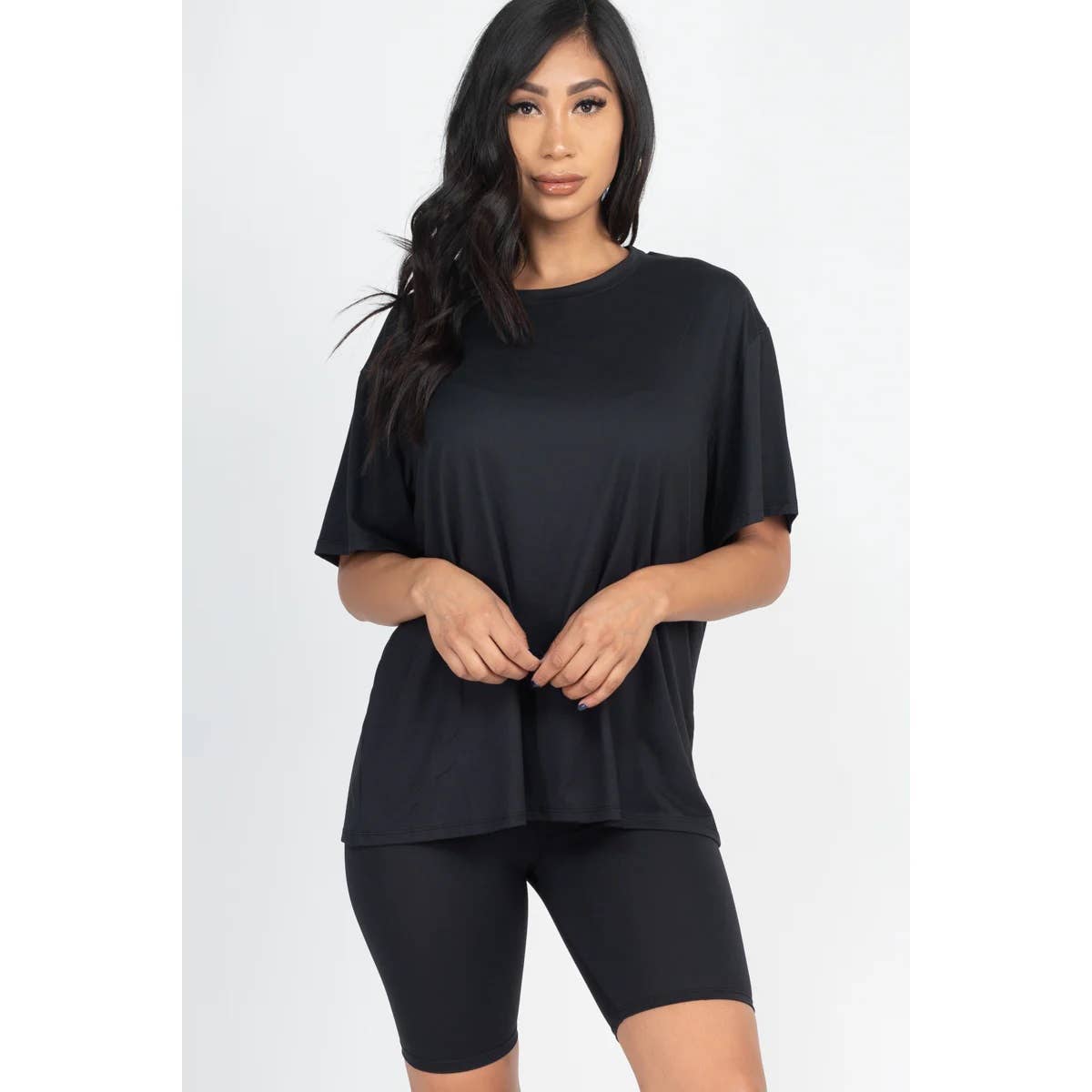 TWO PIECE TOP BIKER SHORTS SET: COFFEE / S-M-L(2-2-2)