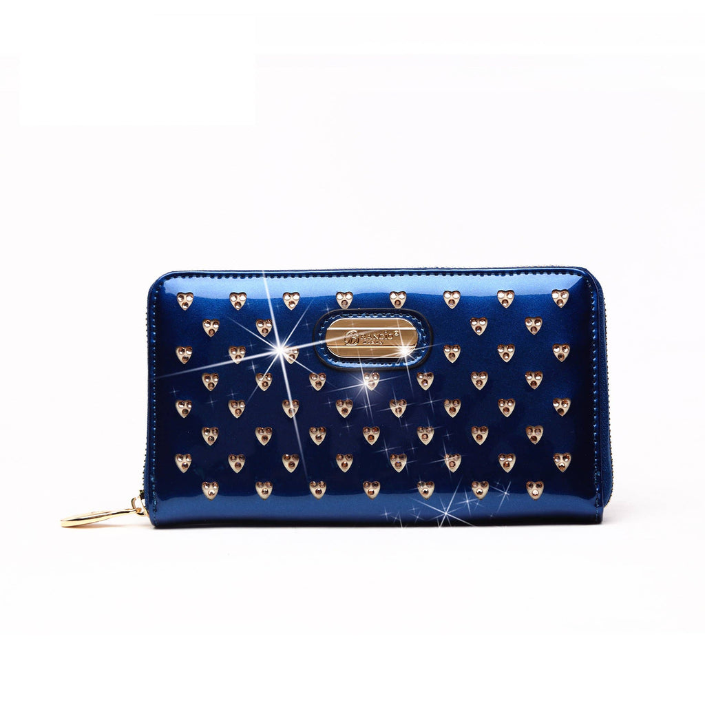 Brangio Italy Blue Patent Leather Zippered Wallet: Pink