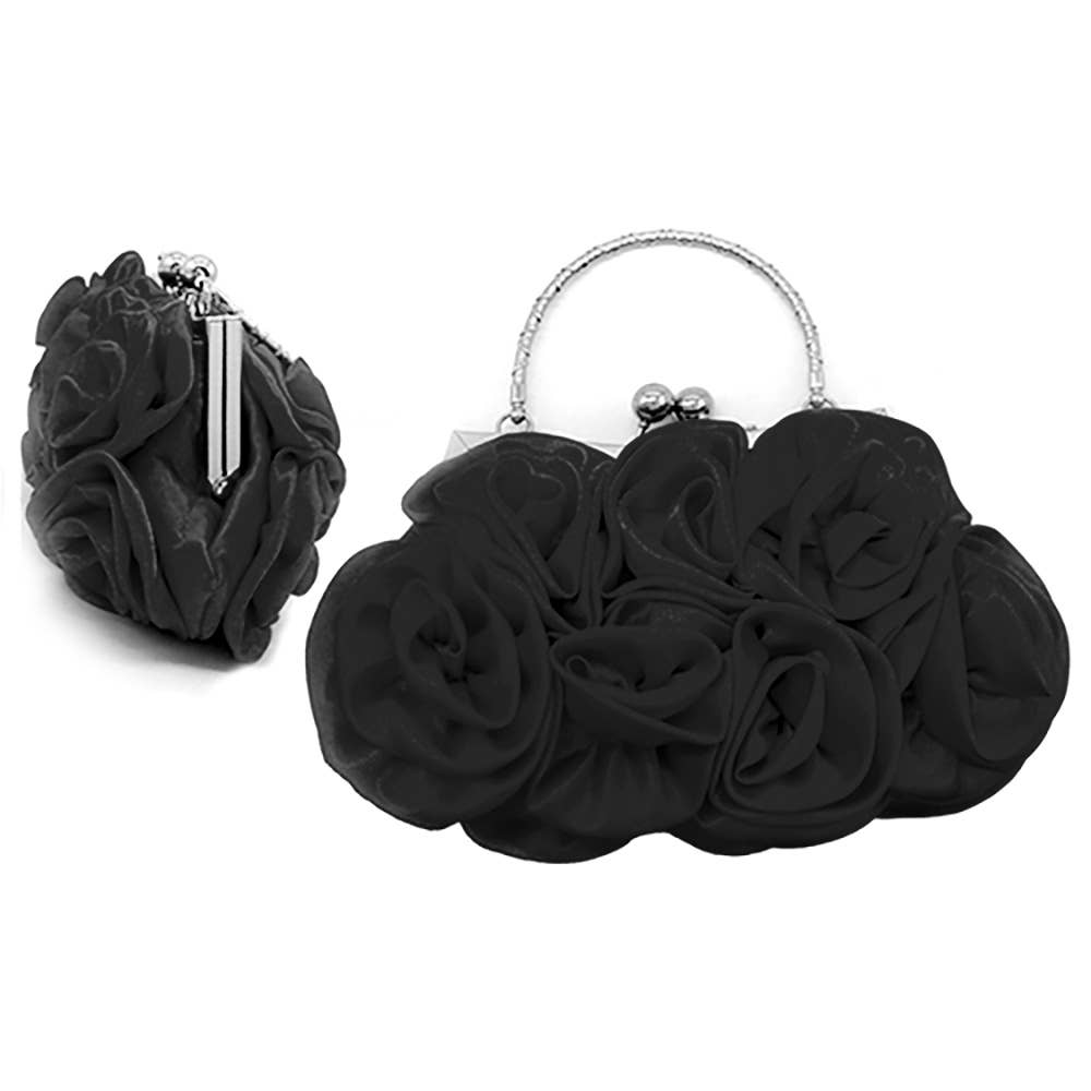 Floral Top Handle Evening Clutch Crossbody Bag: Pink