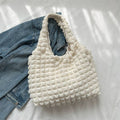 Pastel Color Cloud Puff Shoulder Bag Canvas Tote: White