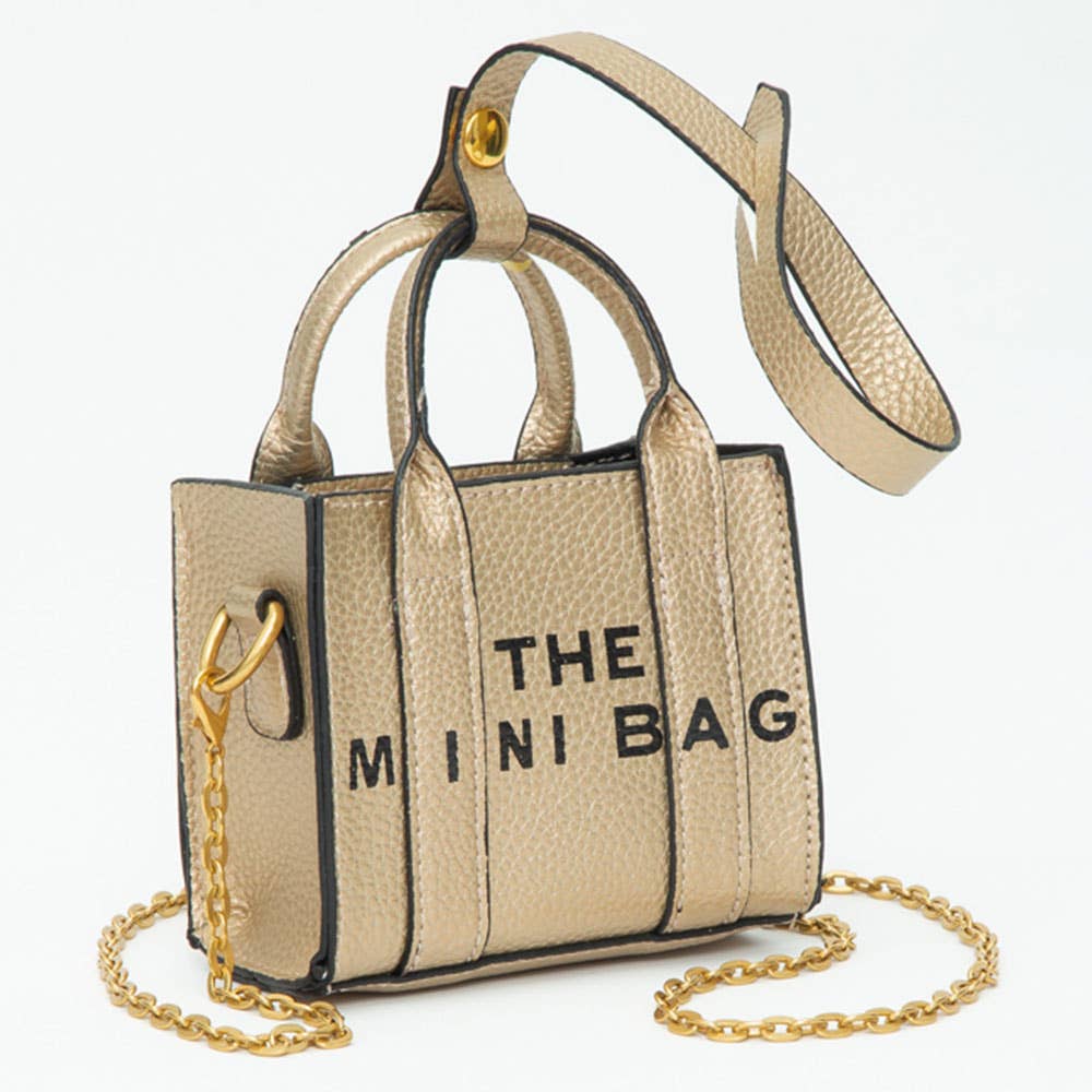 THE MINI BAG Message Pointed Faux Leather Bag Charm / Mini Bag / Crossbody Bag: Beige