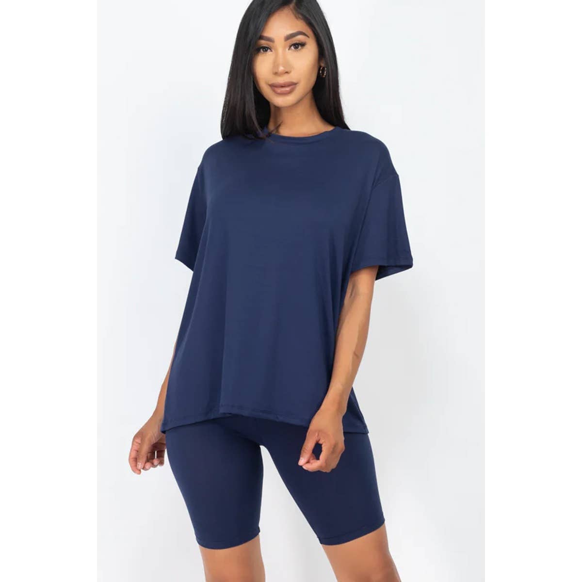 TWO PIECE TOP BIKER SHORTS SET: COFFEE / S-M-L(2-2-2)