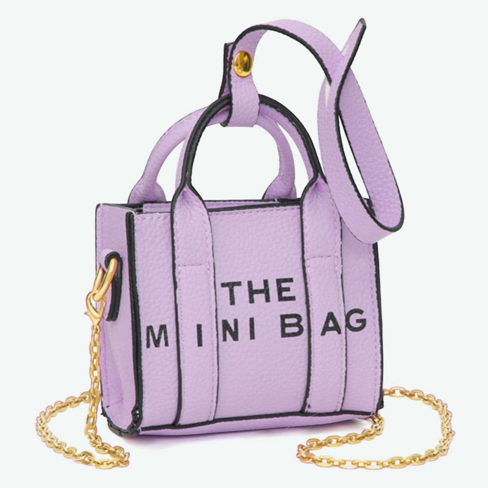 THE MINI BAG Message Pointed Faux Leather Bag Charm / Mini Bag / Crossbody Bag: Beige