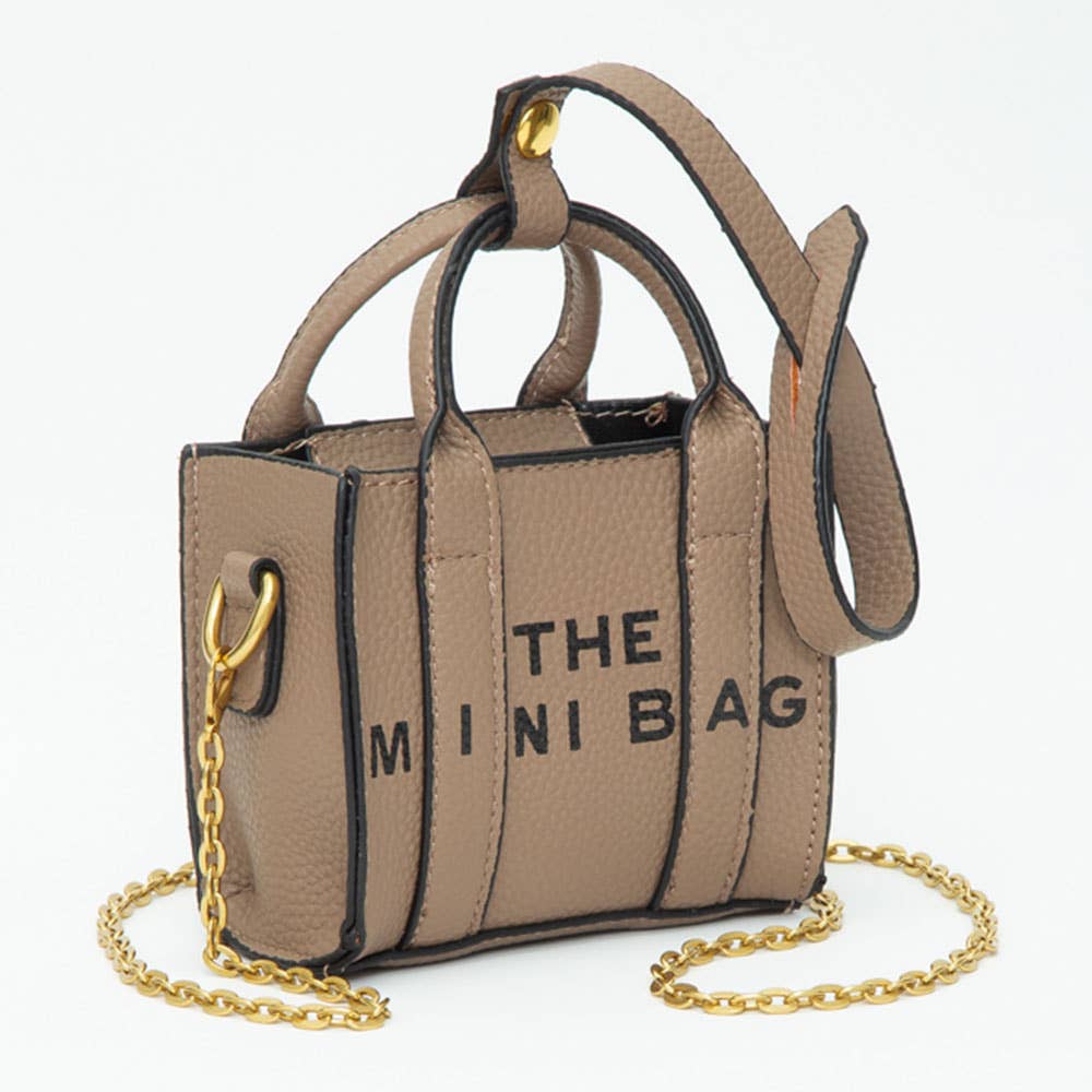 THE MINI BAG Message Pointed Faux Leather Bag Charm / Mini Bag / Crossbody Bag: Beige