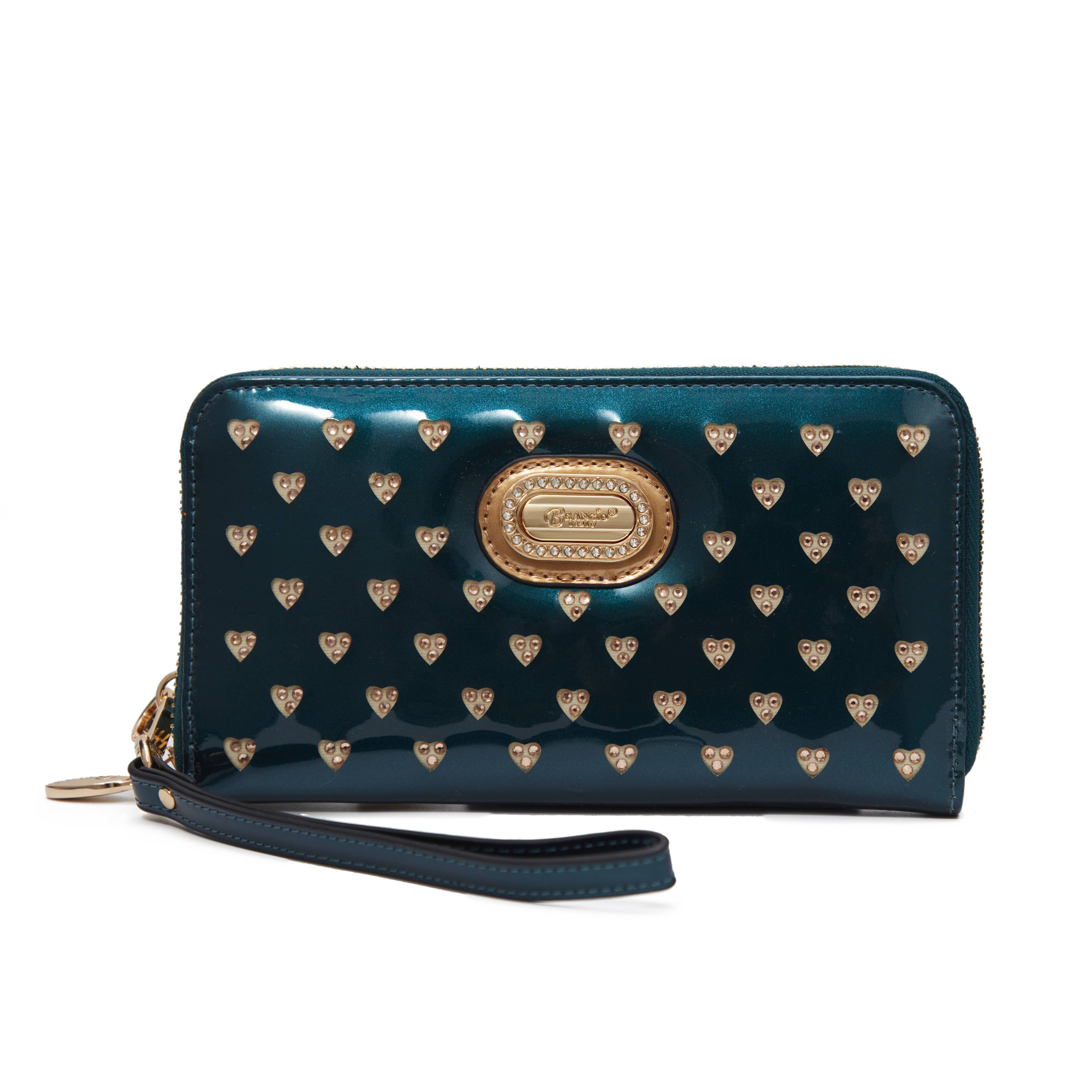 Brangio Italy Blue Patent Leather Zippered Wallet: Light Blue