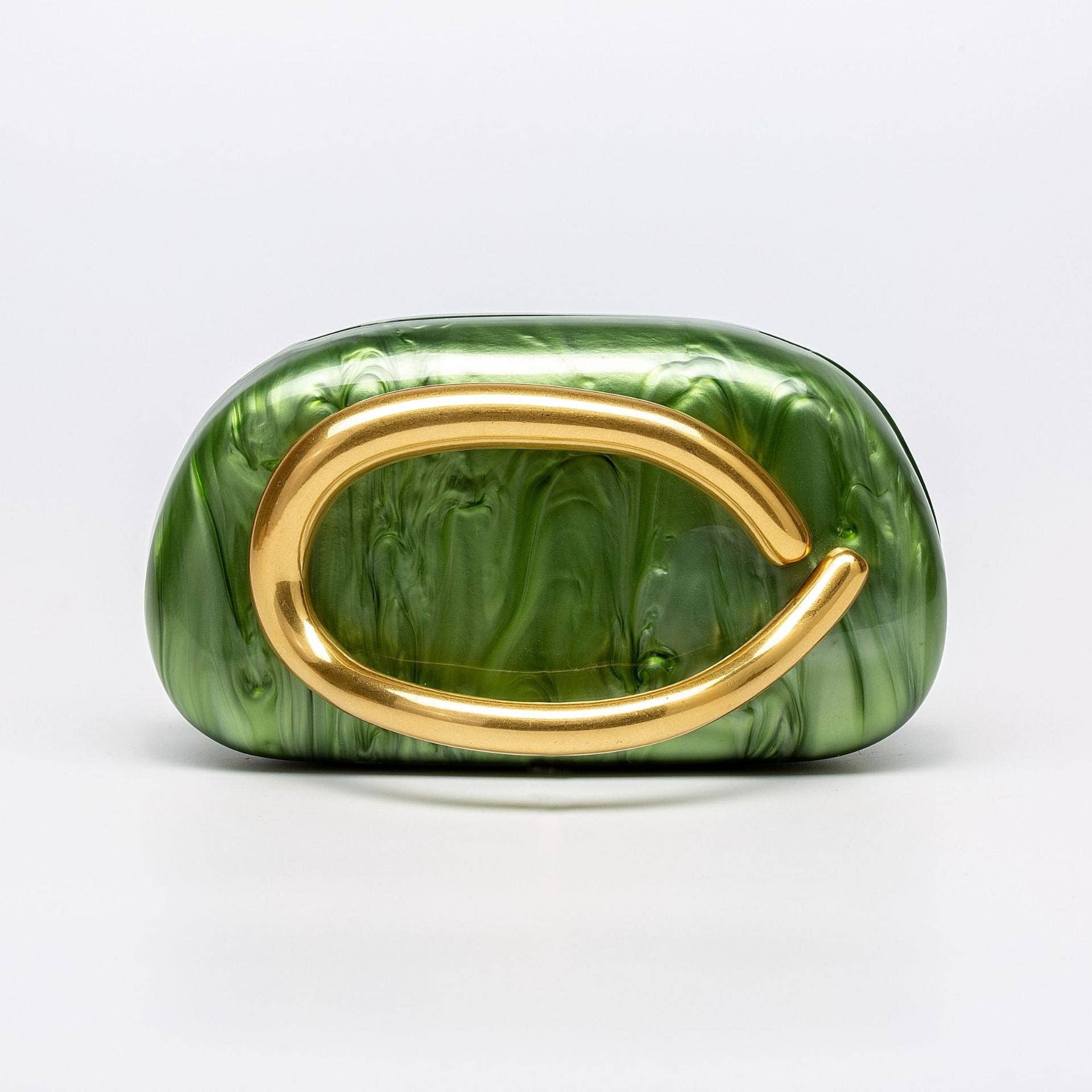 Trendy Shell Acrylic Clutch Bag for Evening Events: Acrylic Green