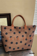 Polka Dot Oxford Tote Bag: BROWN / 1(ONE SIZE)