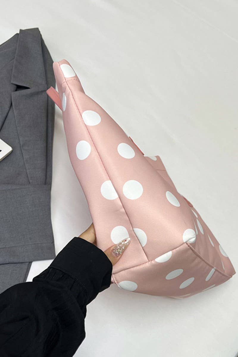 Polka Dot Oxford Tote Bag: PINK / 1(ONE SIZE)