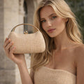 Woven Evening Clutch Bag Stylish Shoulder Crossbody: Apricot