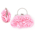 Floral Top Handle Evening Clutch Crossbody Bag: Pink