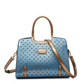 Brangio Italy Luxury Studded Leather Hearts Handbag: Light Blue