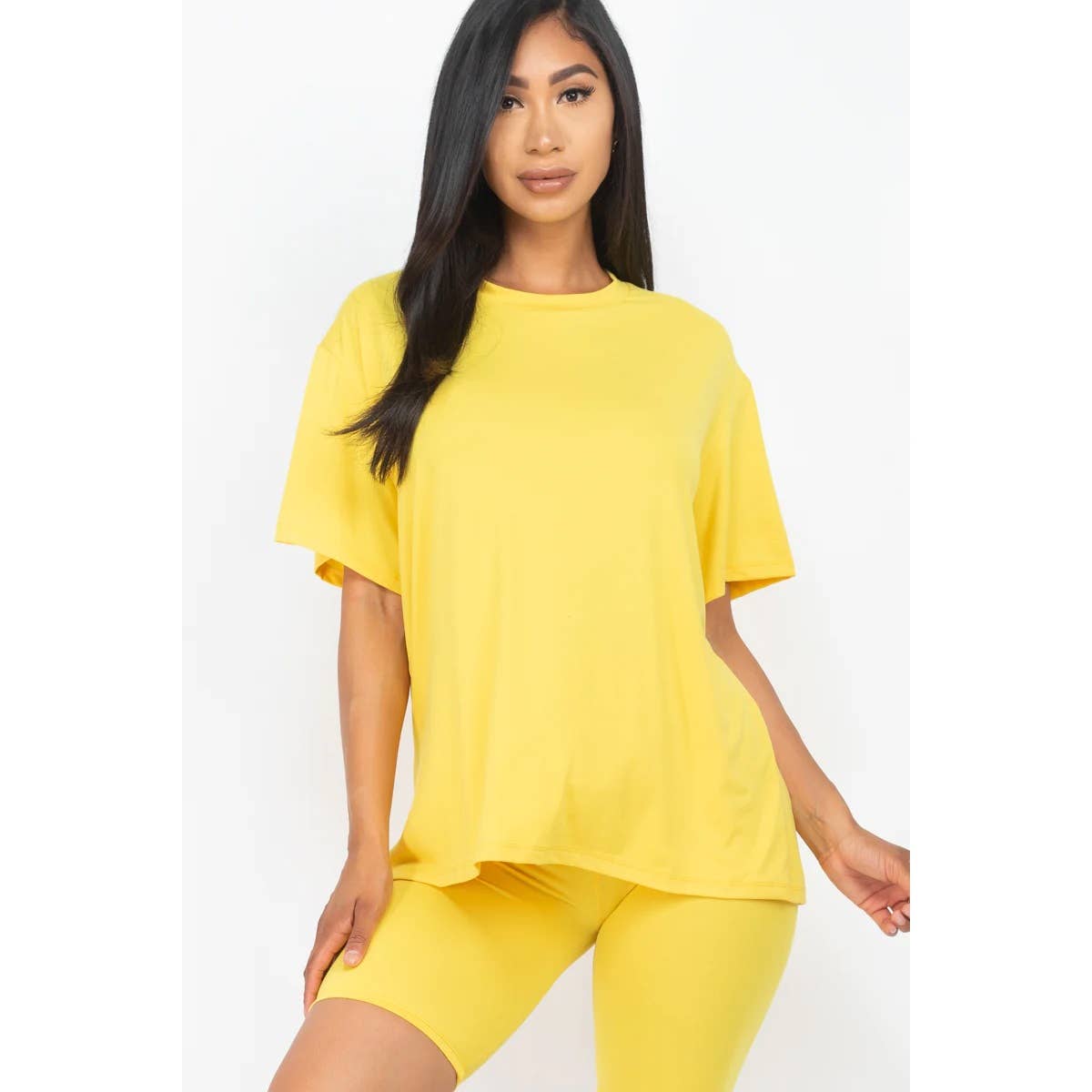 TWO PIECE TOP BIKER SHORTS SET: COFFEE / S-M-L(2-2-2)