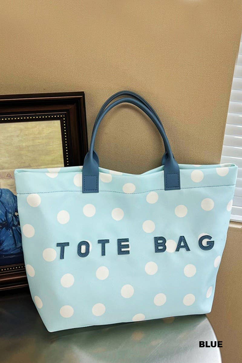 Polka Dot Oxford Tote Bag: BROWN / 1(ONE SIZE)