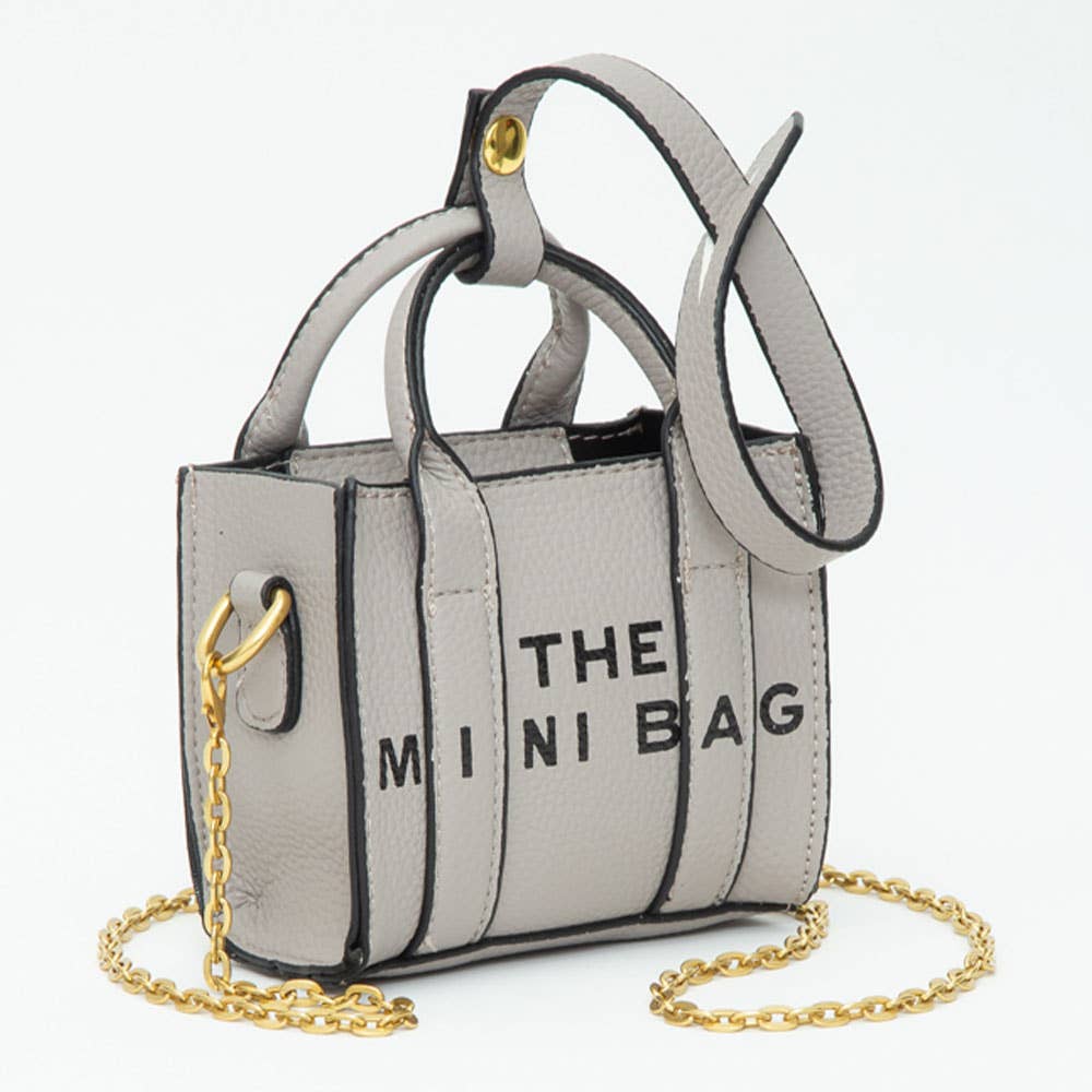 THE MINI BAG Message Pointed Faux Leather Bag Charm / Mini Bag / Crossbody Bag: Beige