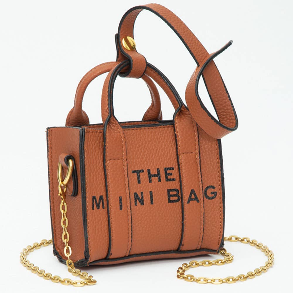 THE MINI BAG Message Pointed Faux Leather Bag Charm / Mini Bag / Crossbody Bag: Beige