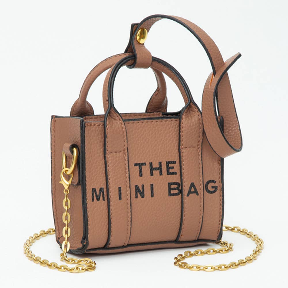 THE MINI BAG Message Pointed Faux Leather Bag Charm / Mini Bag / Crossbody Bag: Beige
