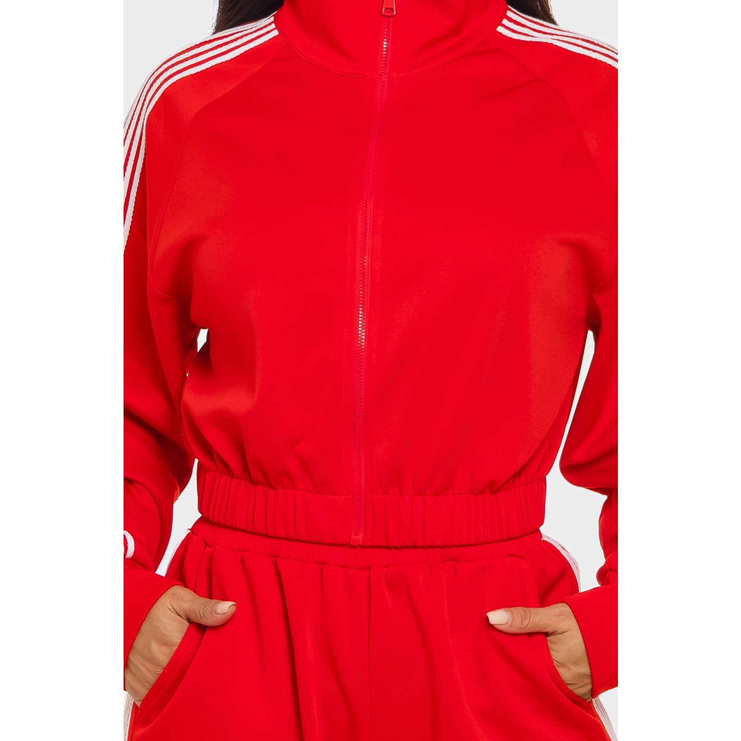 Side Striped Jacket and Track Pants Set: MOCHA / S-M-L(2-2-2)