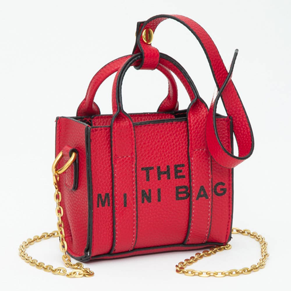 THE MINI BAG Message Pointed Faux Leather Bag Charm / Mini Bag / Crossbody Bag: Beige