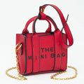 THE MINI BAG Message Pointed Faux Leather Bag Charm / Mini Bag / Crossbody Bag: Red