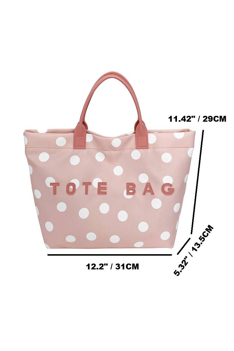 Polka Dot Oxford Tote Bag: GREEN / 1(ONE SIZE)