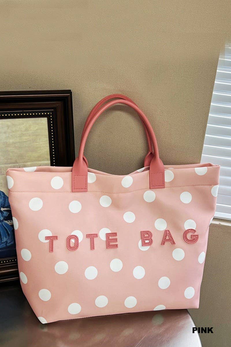 Polka Dot Oxford Tote Bag: BLUE / 1(ONE SIZE)