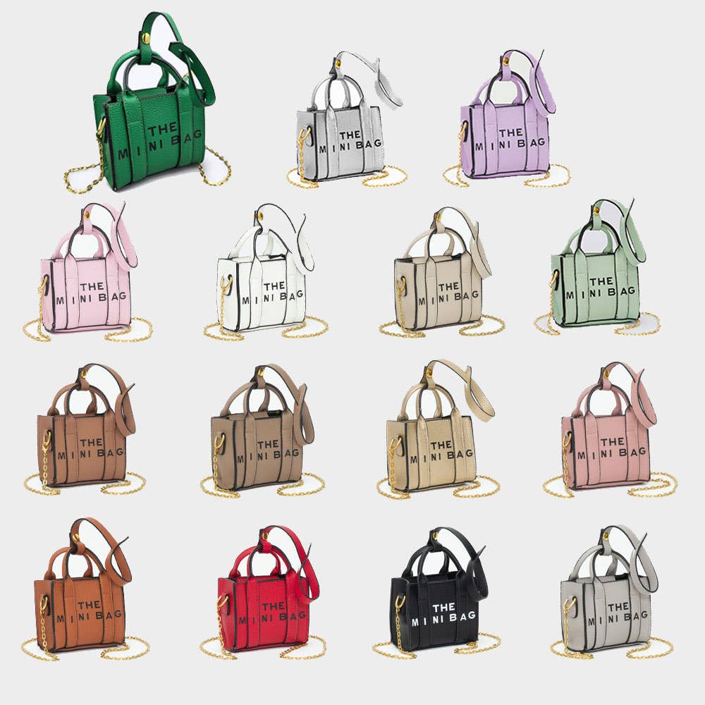 THE MINI BAG Message Pointed Faux Leather Bag Charm / Mini Bag / Crossbody Bag: Beige