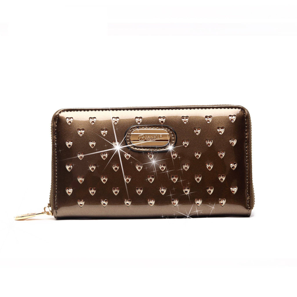 Brangio Italy Blue Patent Leather Zippered Wallet: Bronze