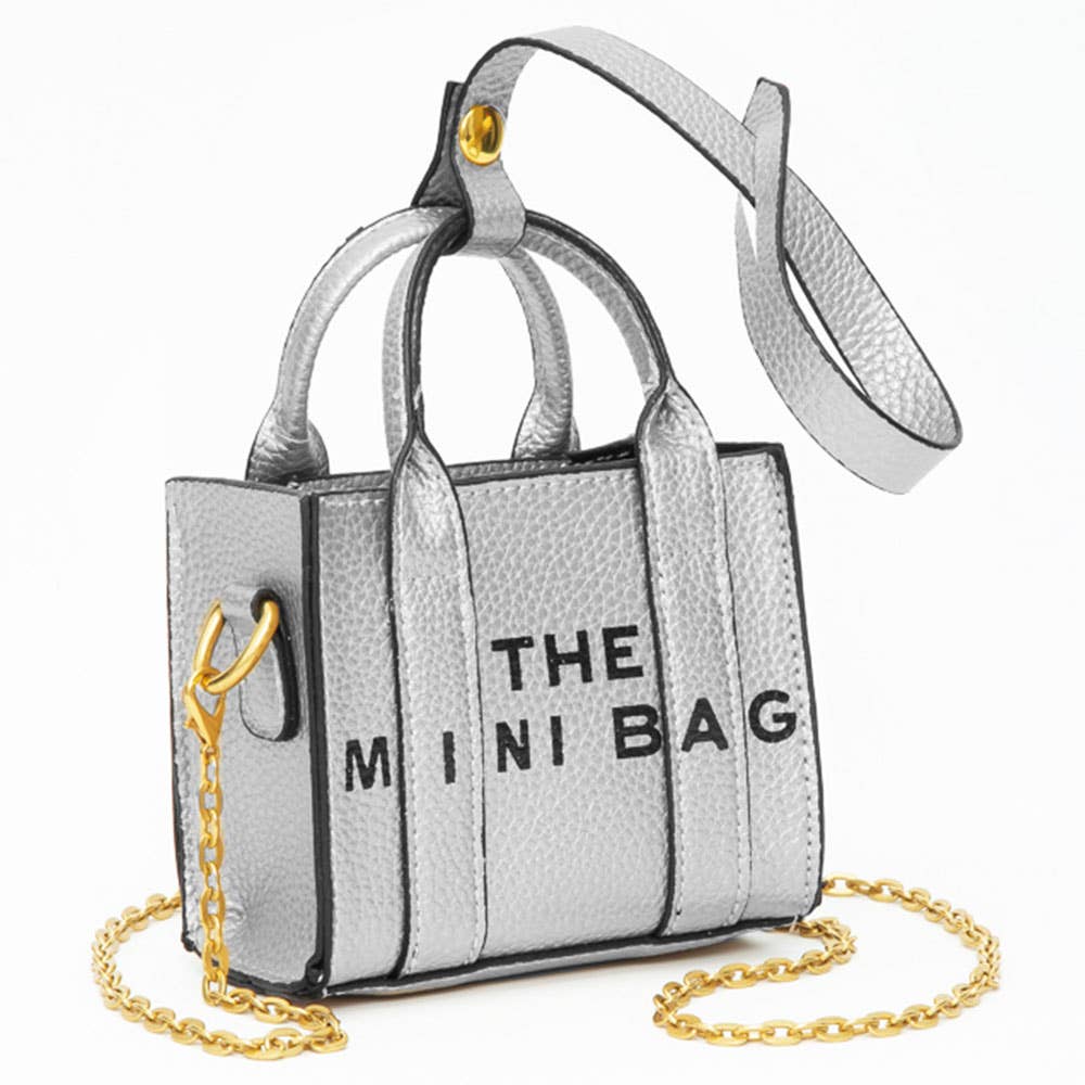 THE MINI BAG Message Pointed Faux Leather Bag Charm / Mini Bag / Crossbody Bag: Beige