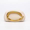 Trendy Shell Acrylic Clutch Bag for Evening Events: Leather Off-White