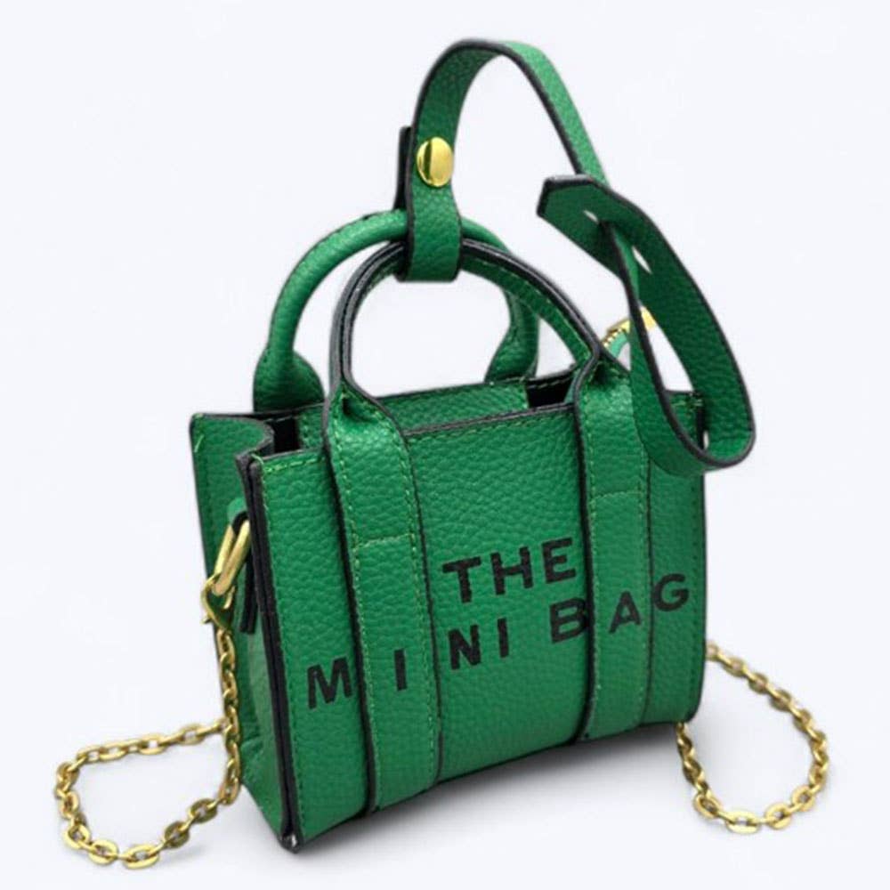 THE MINI BAG Message Pointed Faux Leather Bag Charm / Mini Bag / Crossbody Bag: Beige