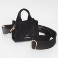 Rhinestone Studded Mini Top Handle Crossbody Bag: Black