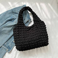 Pastel Color Cloud Puff Shoulder Bag Canvas Tote: Black