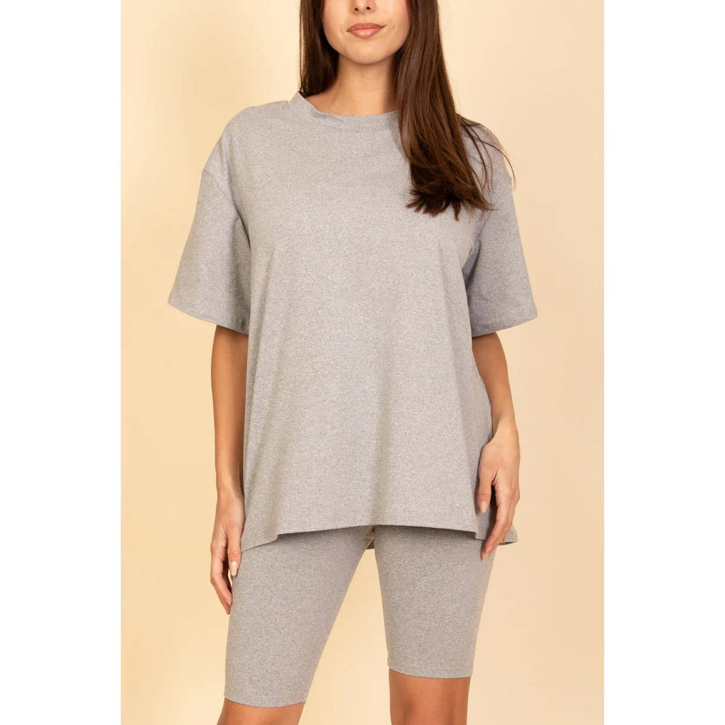 TWO PIECE TOP BIKER SHORTS SET: COFFEE / S-M-L(2-2-2)