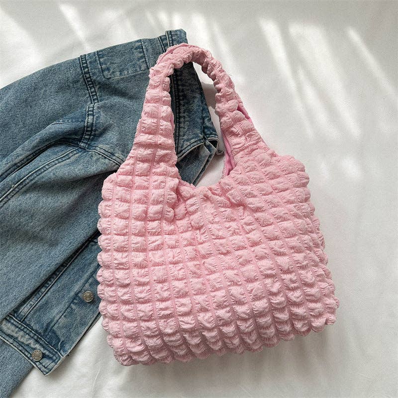 Pastel Color Cloud Puff Shoulder Bag Canvas Tote: Pink
