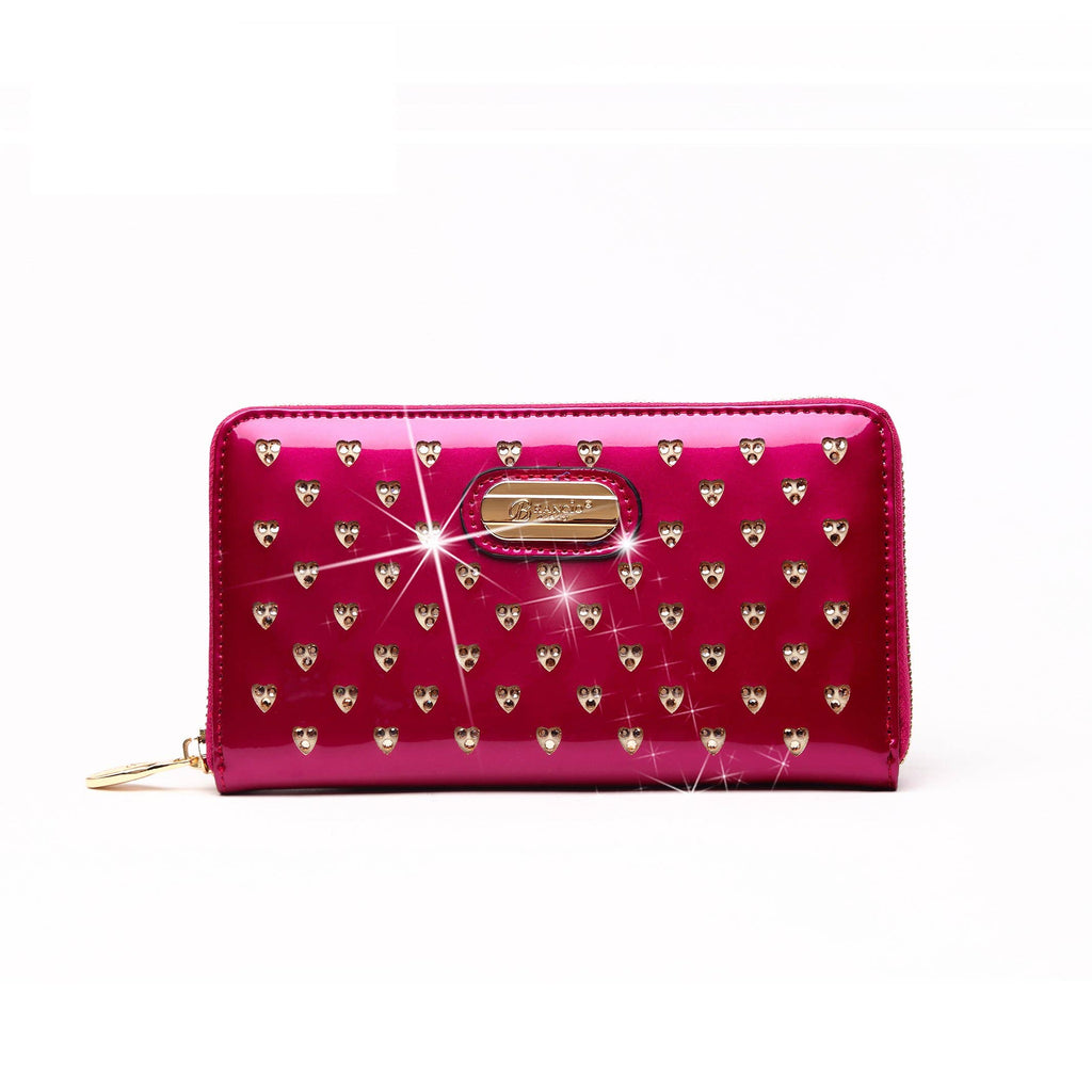 Brangio Italy Blue Patent Leather Zippered Wallet: Pink