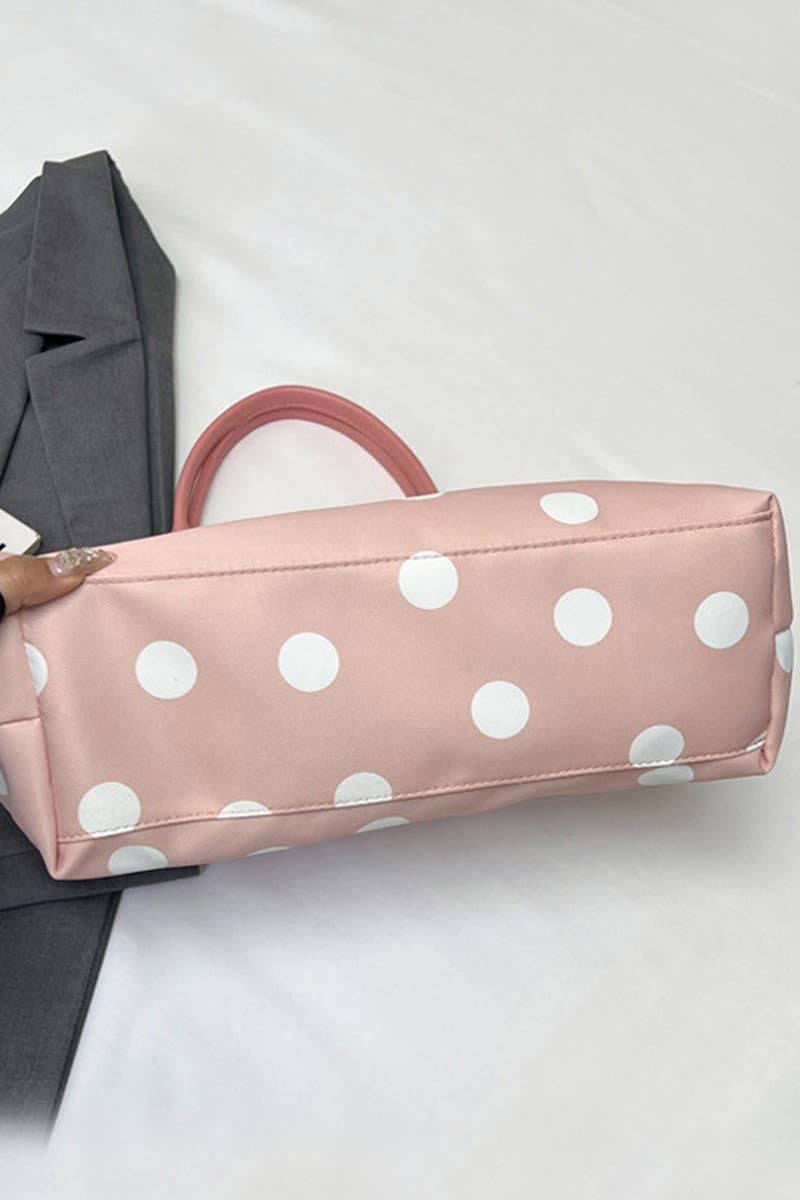 Polka Dot Oxford Tote Bag: GREEN / 1(ONE SIZE)