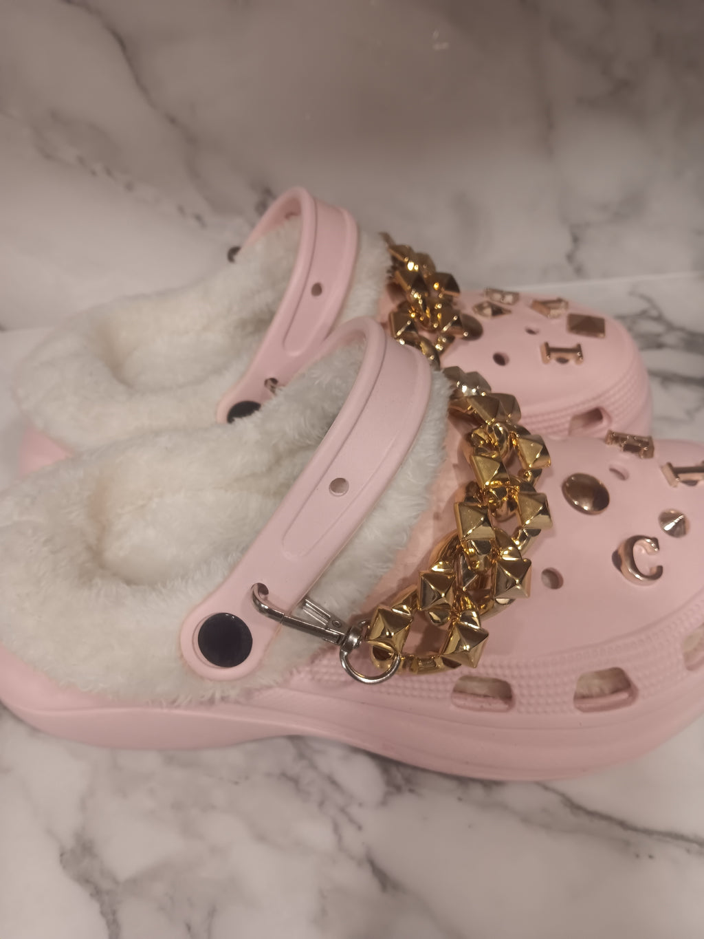 Pink Winter Fur Crocs