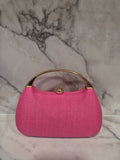 Woven Evening Clutch Bag Stylish Shoulder Crossbody: Hot Pink