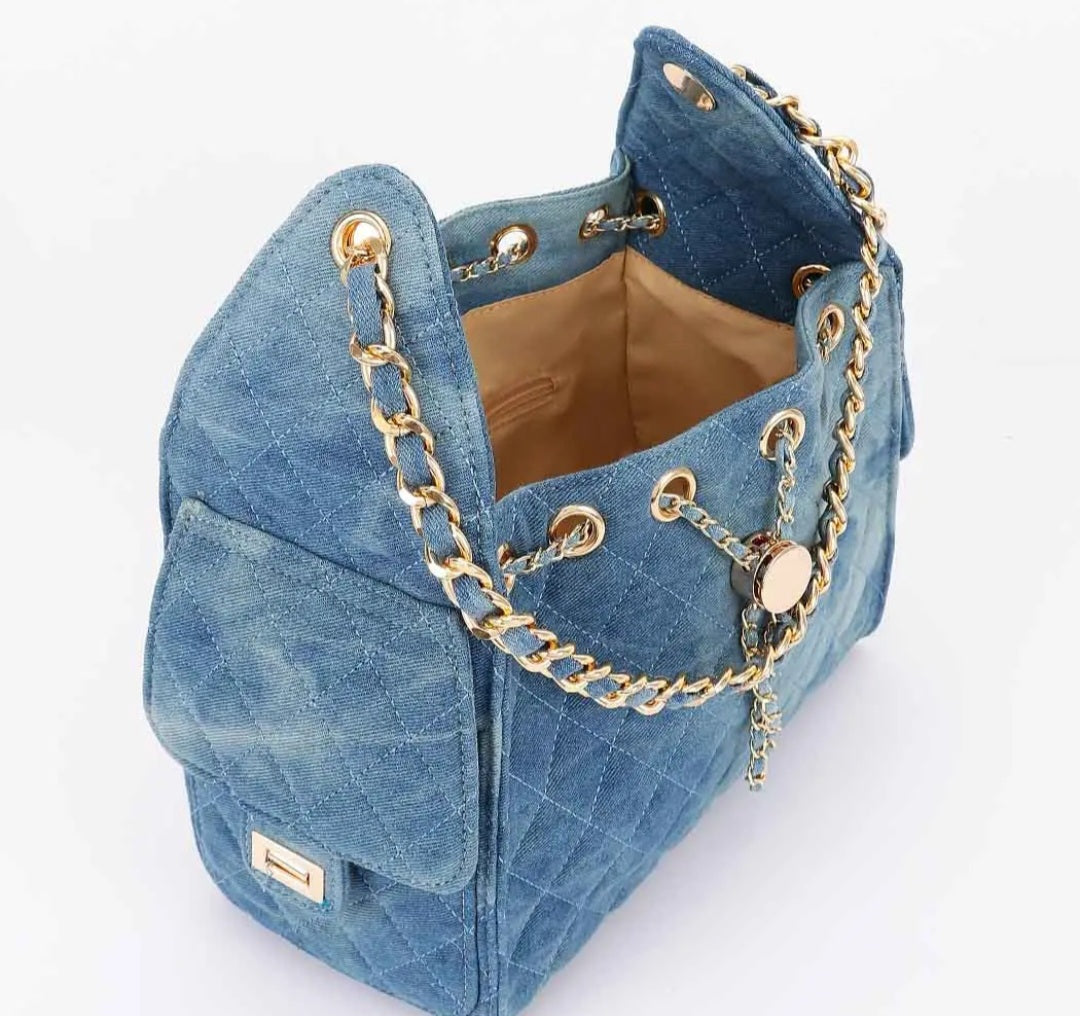 Quilted Denim Shoulder Bag