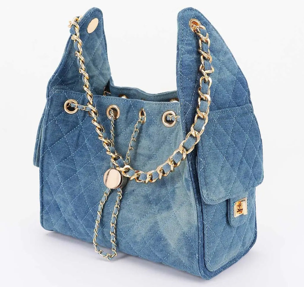 Quilted Denim Shoulder Bag