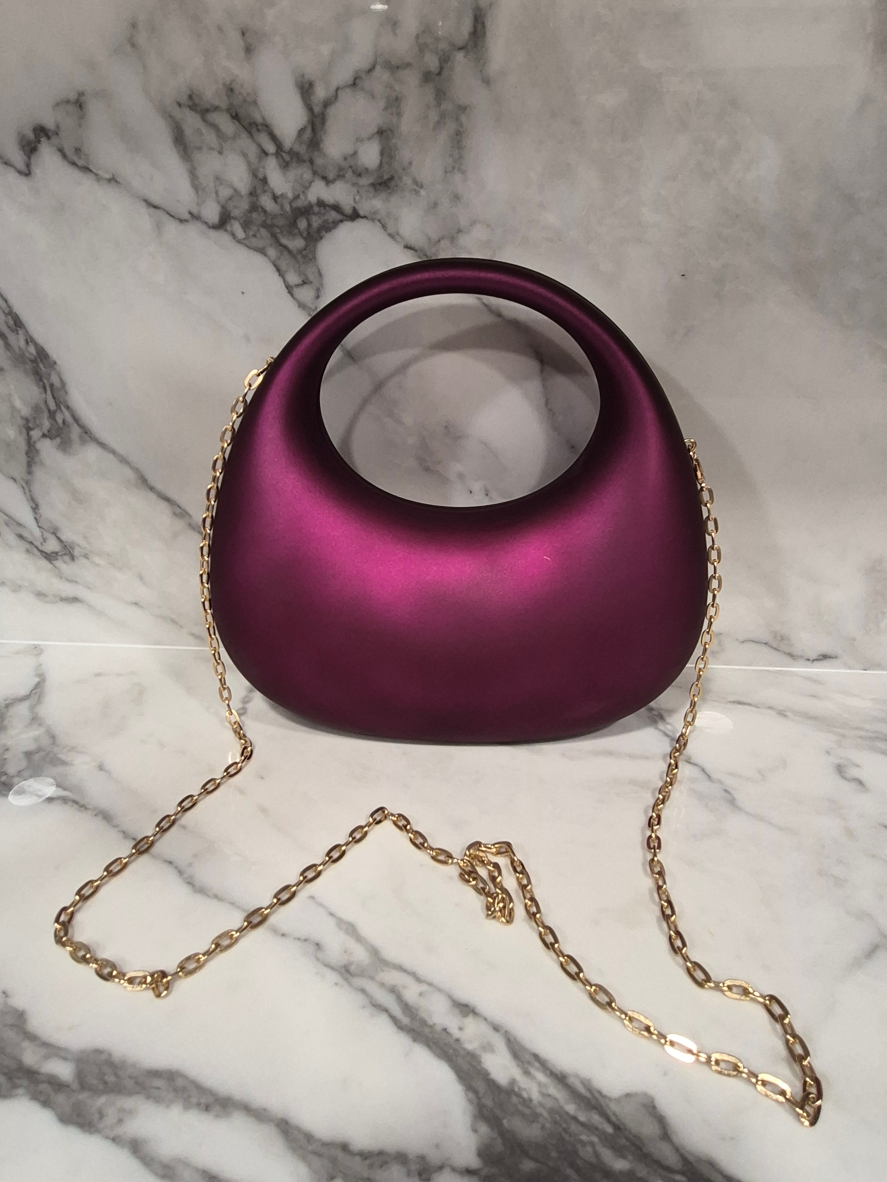 Matte Acrylic Crescent Handbag: Purple