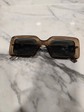 Square Wide Frame Chain Sunglasses