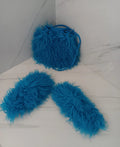 Blue fur slides and Bag