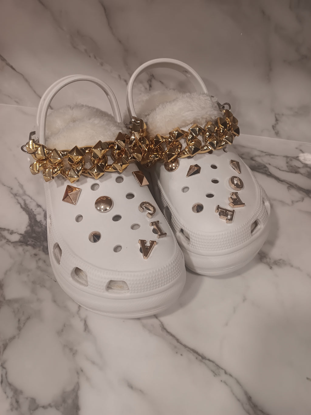 White Winter Fur Crocs