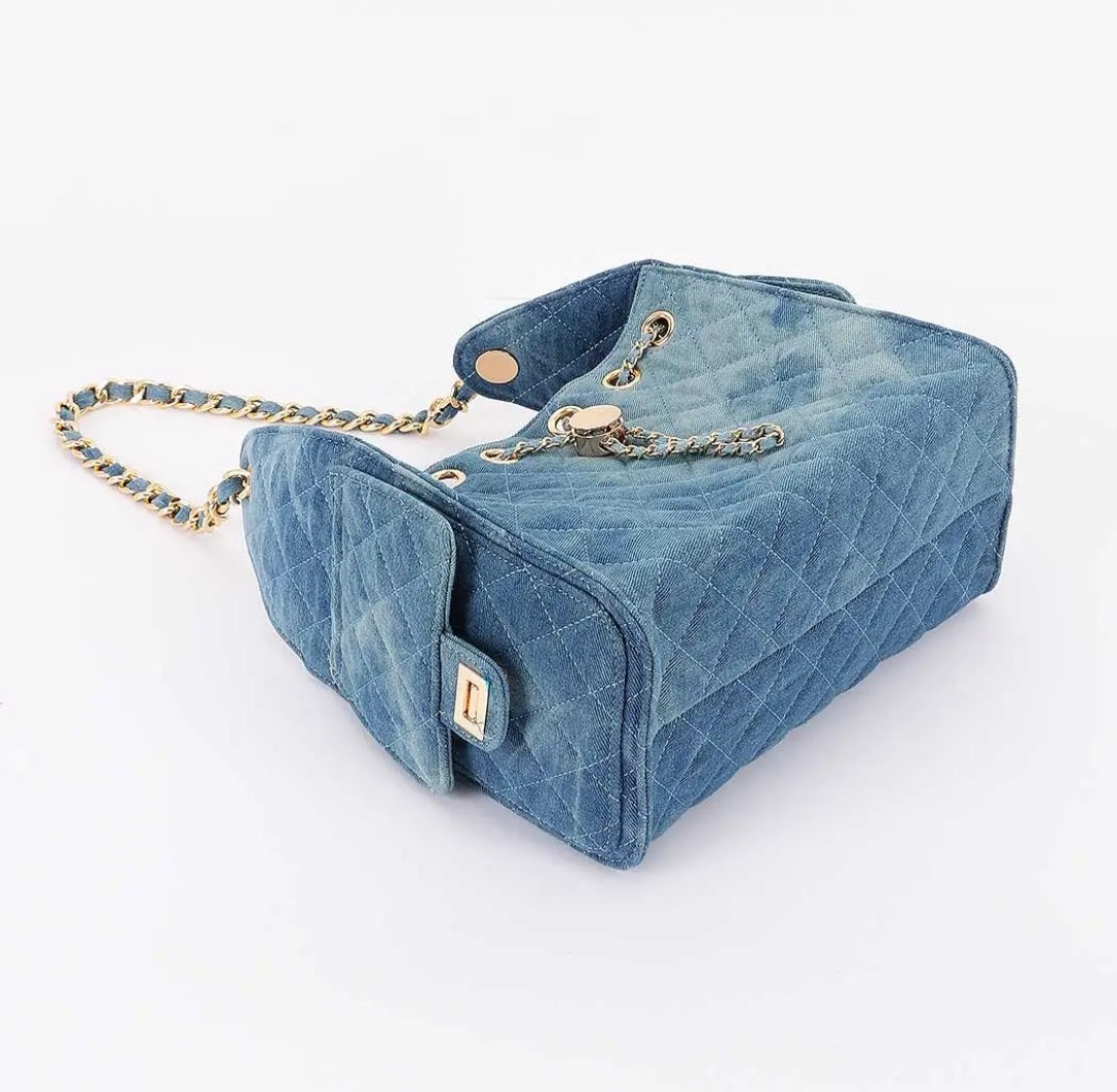 Quilted Denim Shoulder Bag