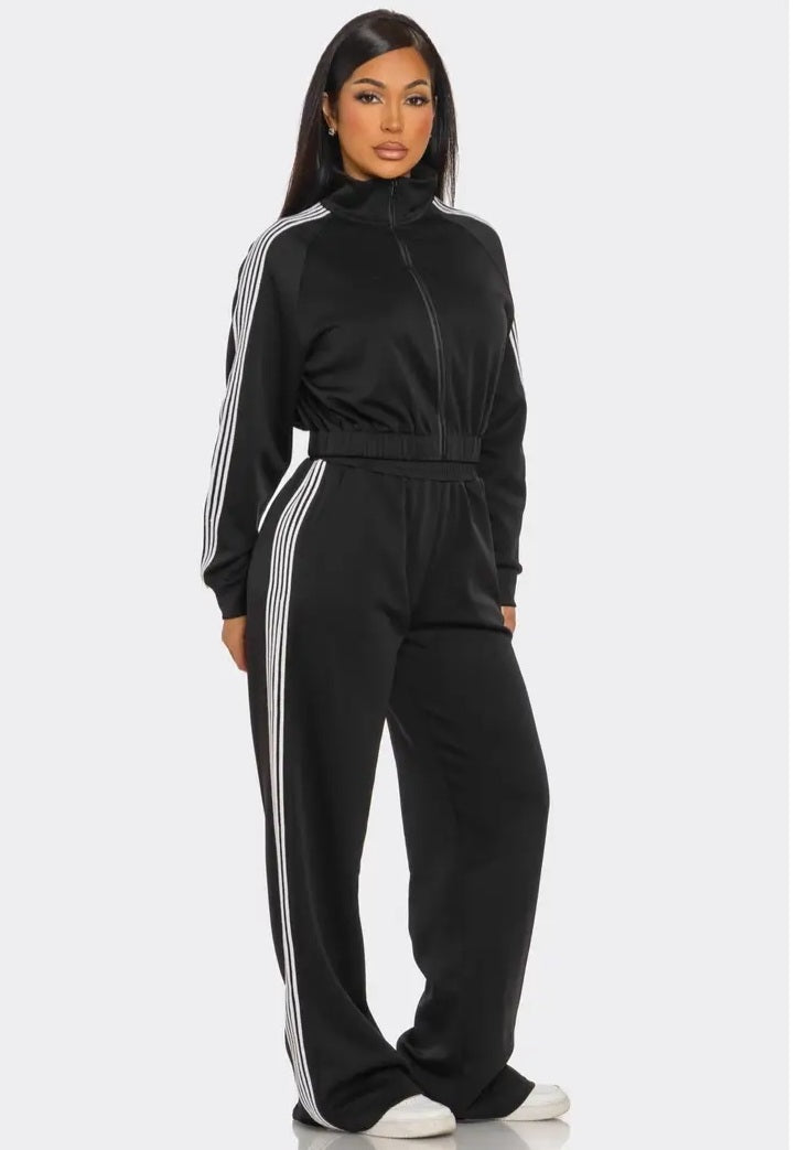 Stripe jacket and pants set