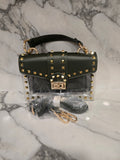 See Through clutch green Bag