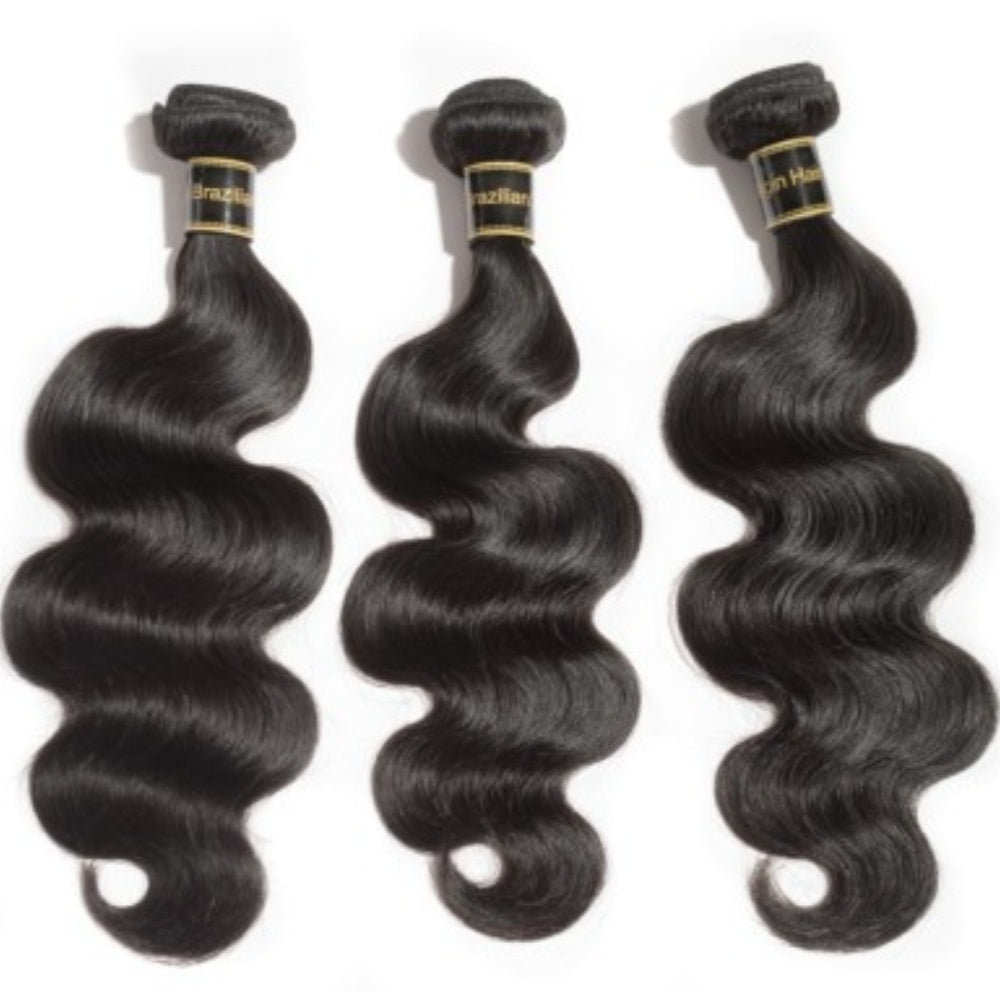 Hair 10-30 inch bundles Body wavy virgin Brazilian hair #1B natural black