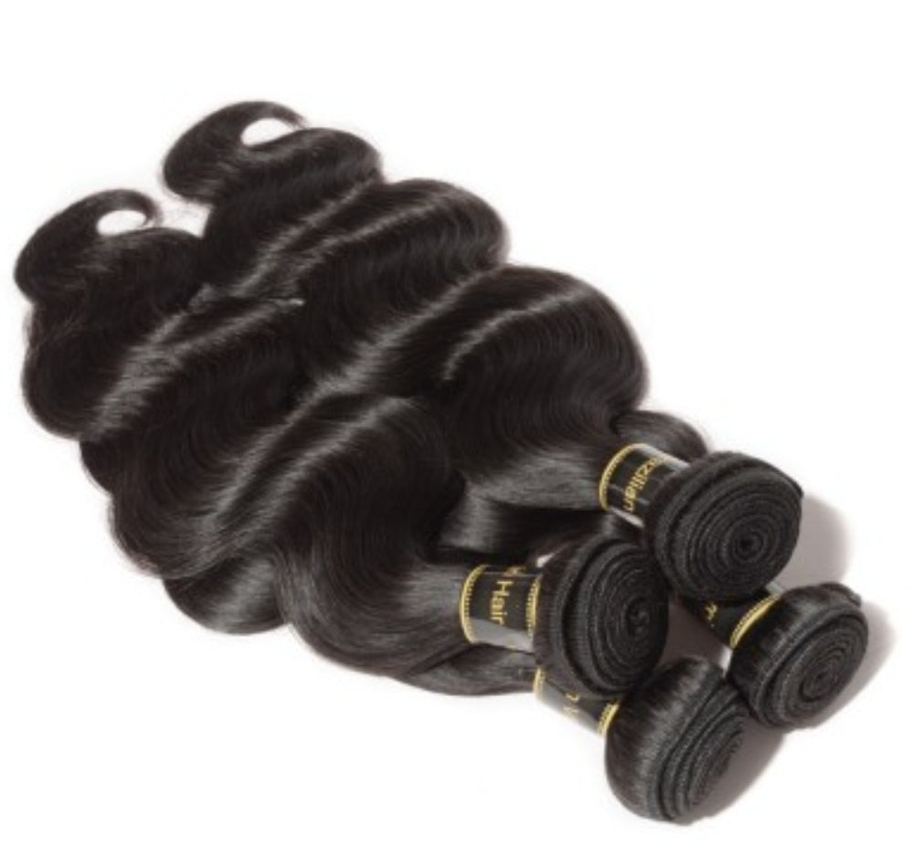 Hair 10-30 inch bundles Body wavy virgin Brazilian hair #1B natural black